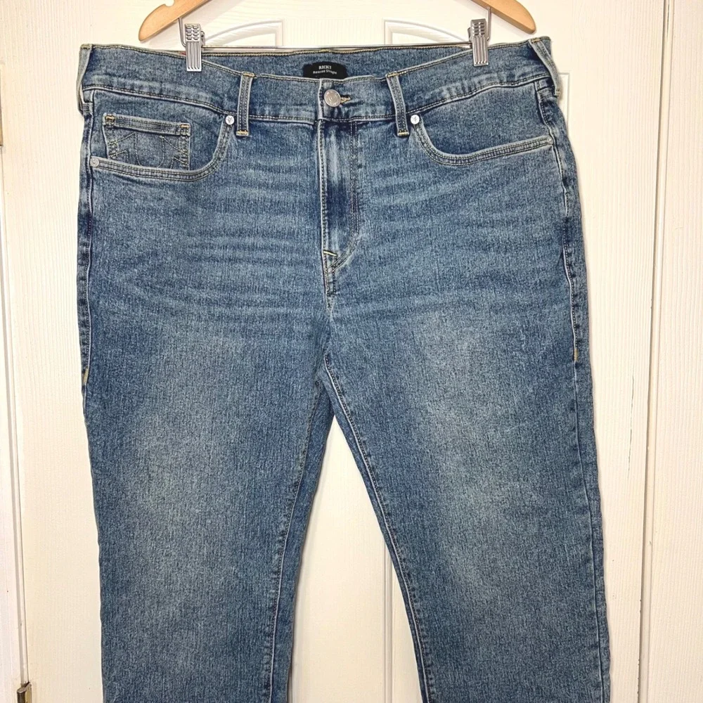 True Religion Ricky Relaxed Straight Jeans Mens 40 Medium Wash Blue Denim